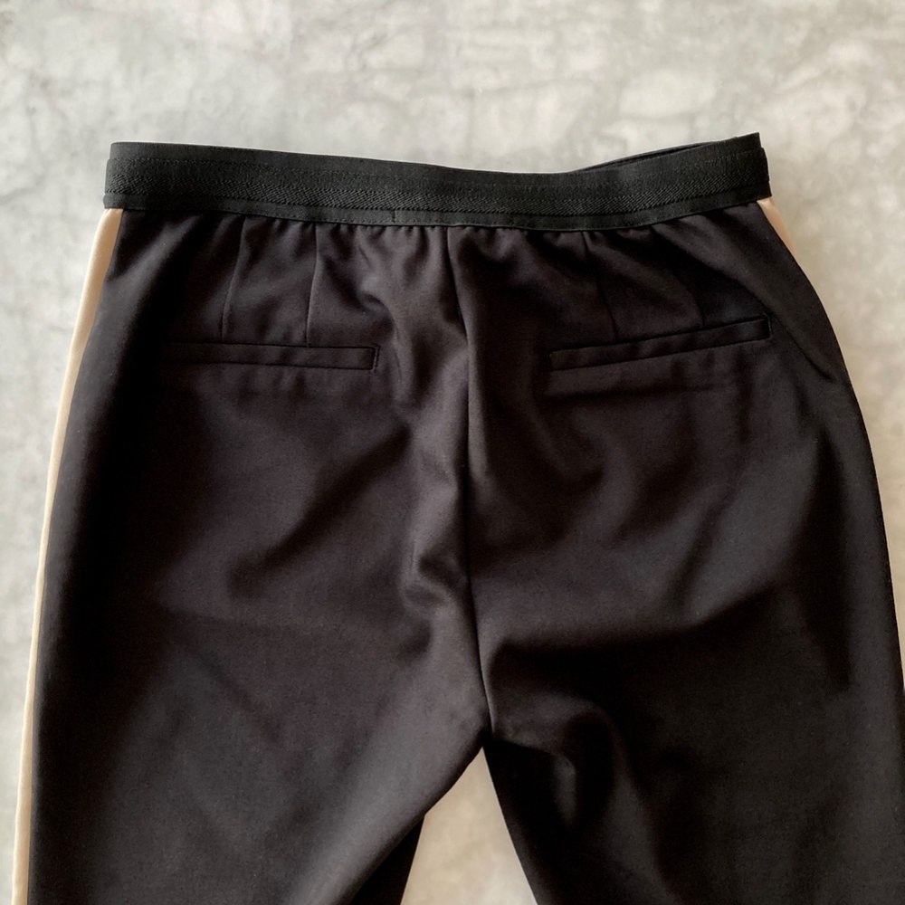 Zara Black Skinny Pants with Cream Stripes - Picture 4 of 5